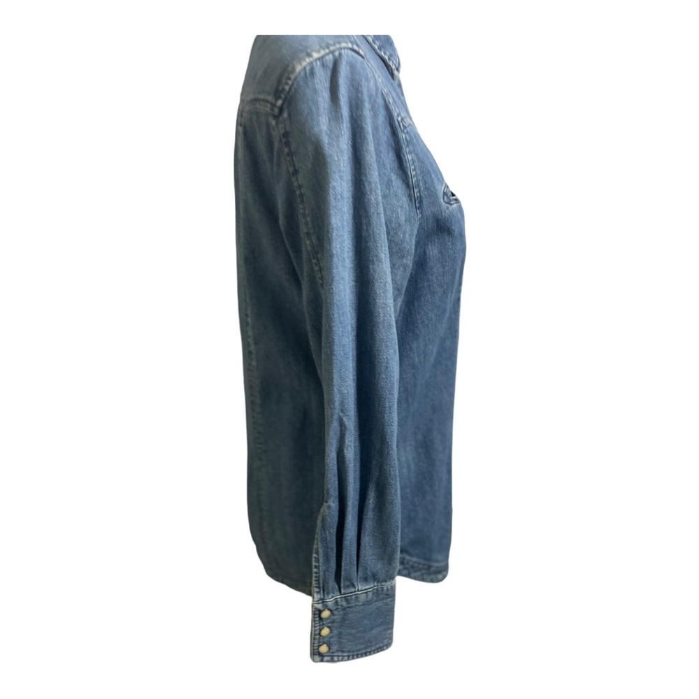 Duluth trading womens snap front pearlized buttons jean shirt. Size small - Picture 5 of 12